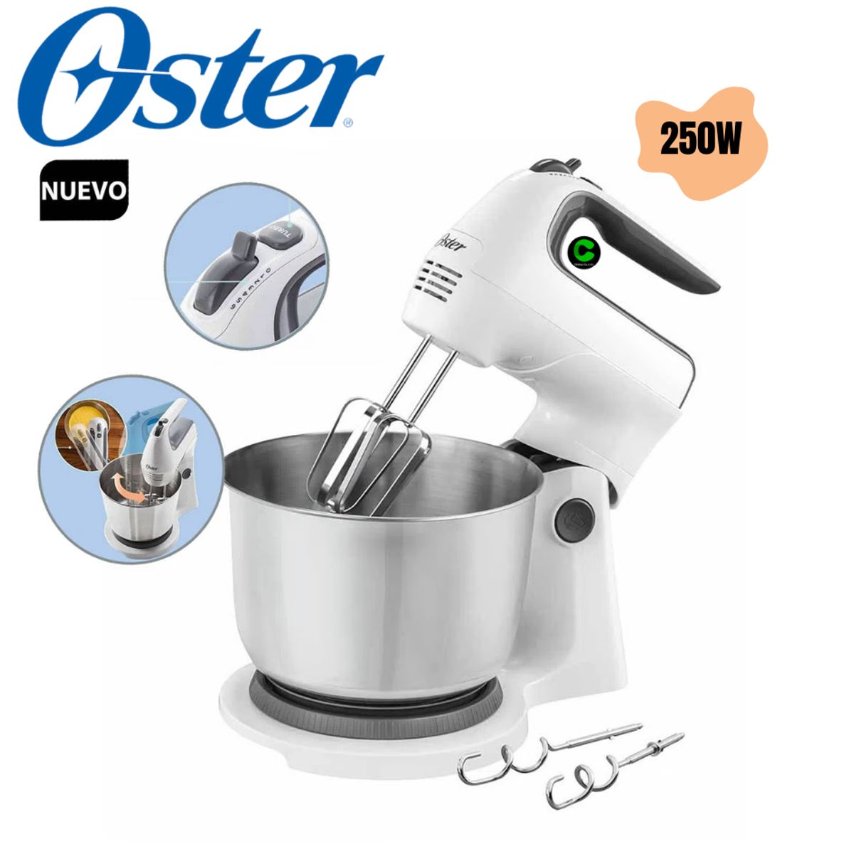 OSTER - Batidora de pedestal oster fpsths3612 tazon de acero 6 velocidades