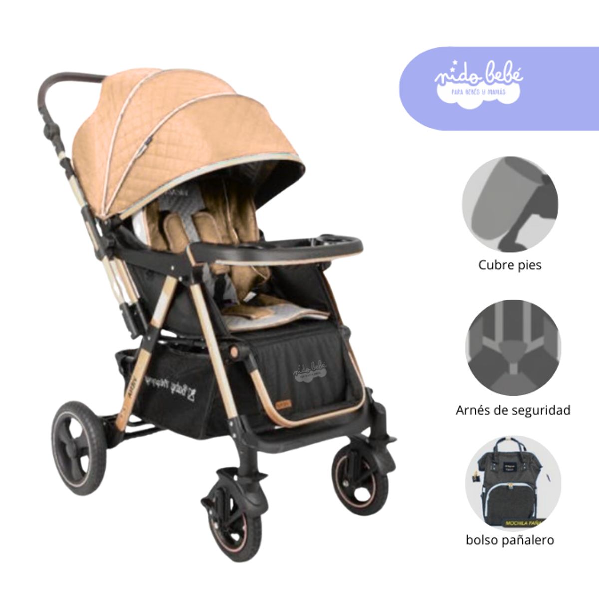 BABY HAPPY - Coche Cuna de bebe modelo Viena Color Beige
