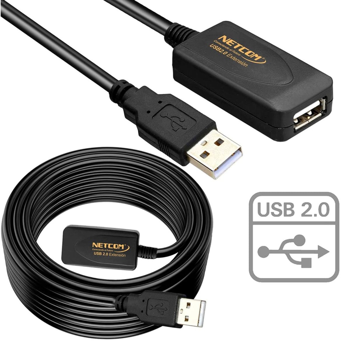 NETCOM - Cable Extensión USB 2.0 Activo Netcom Macho a Hembra 10 Metros