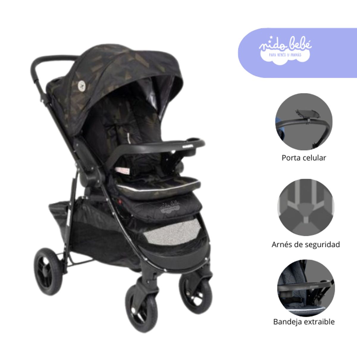 GENERICO - Coche Cuna de bebe modelo Valencia Color Negro