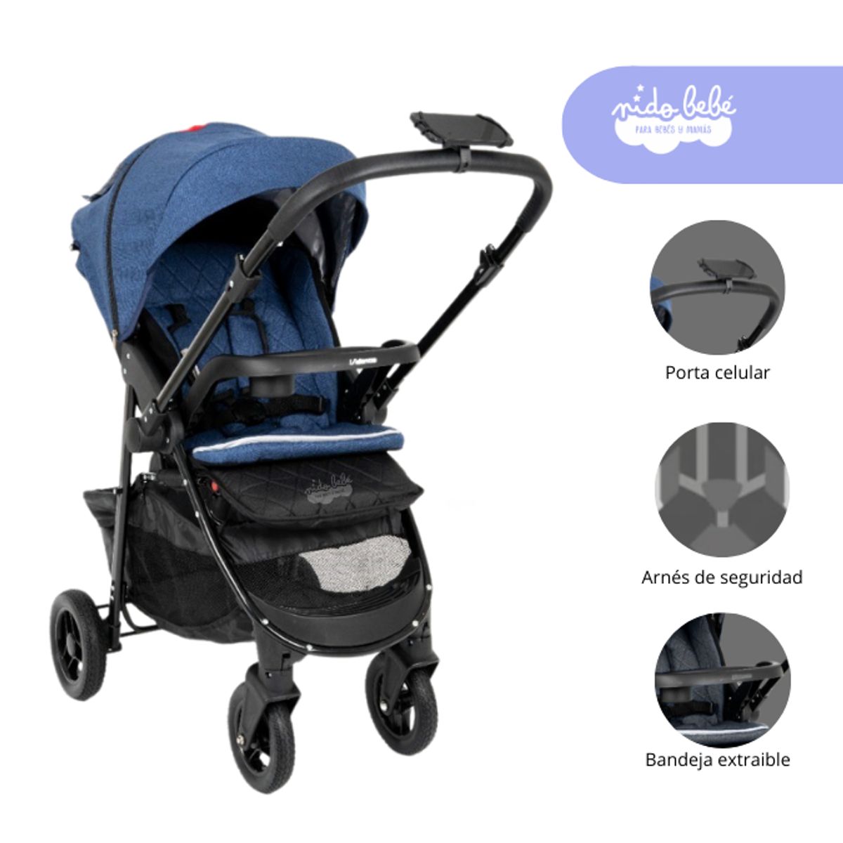 GENERICO - Coche Cuna de bebe modelo Valencia Color Azul