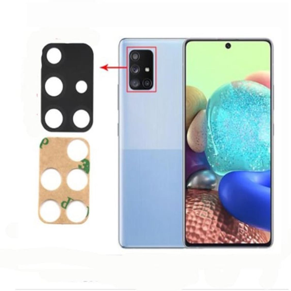 GENERICO - Repuesto lente Vidrio de cámara Samsung A71