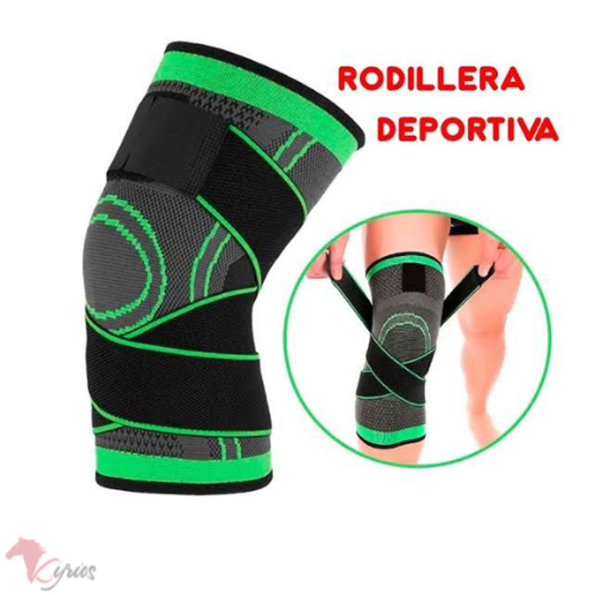 GENERICO - Rodillera Deportiva Ajustable Unisex Flexible Verde