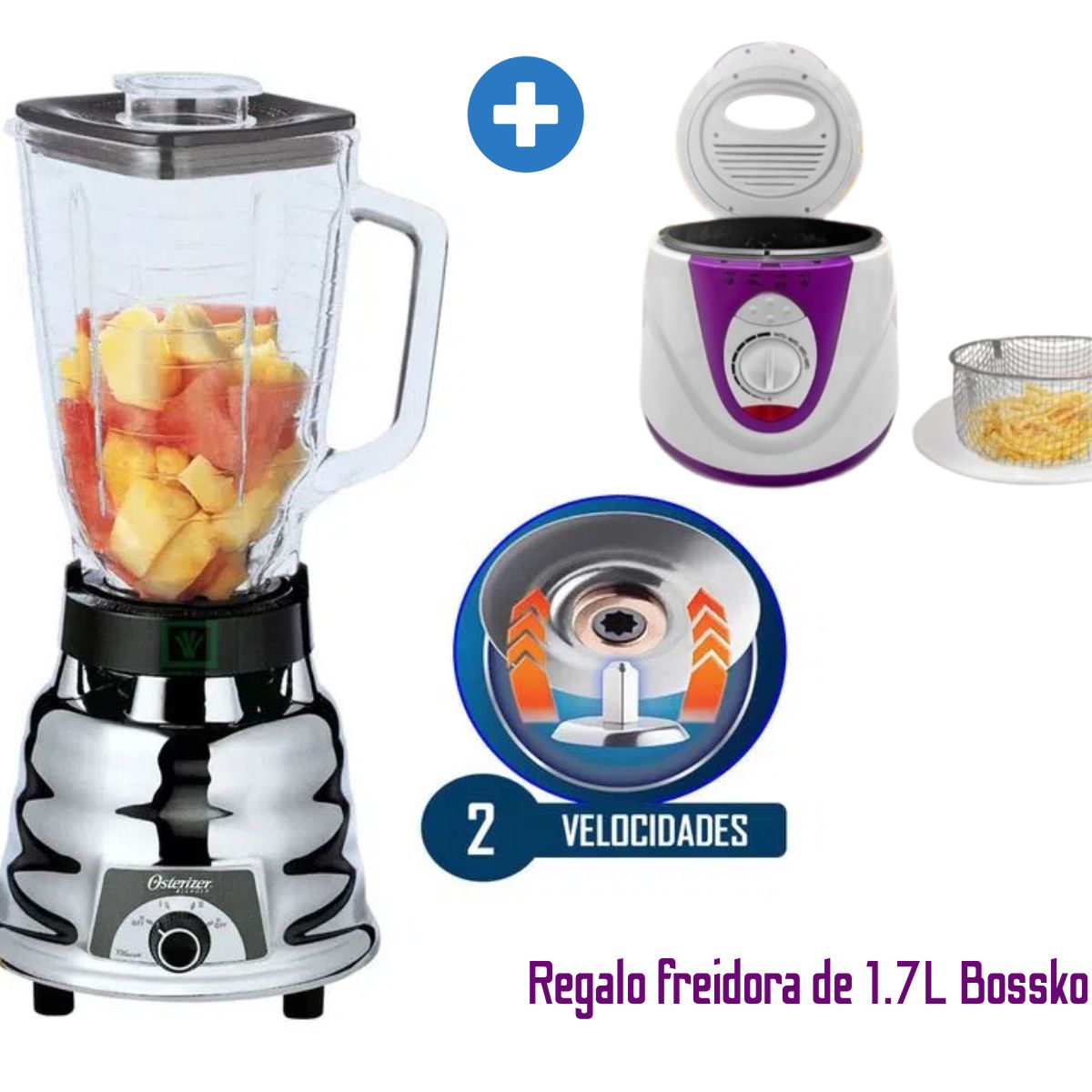 OSTER - Licuadora Oster 250-22 600Watts 125Lts + FREIDORA 1200W BOSSKO