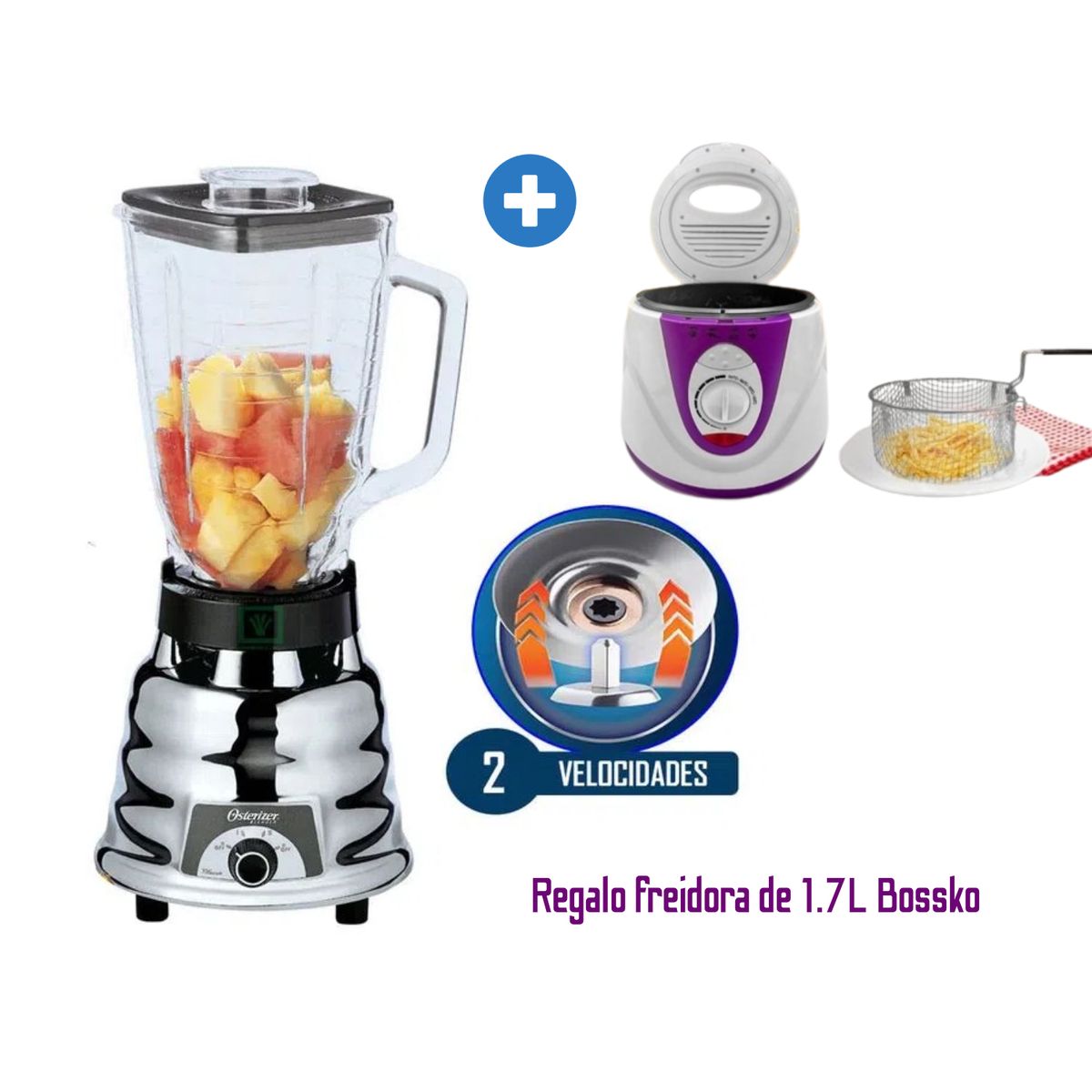 OSTER - Licuadora Oster 250-22 600Watts 125Lts + FREIDORA 1200W BOSSKO