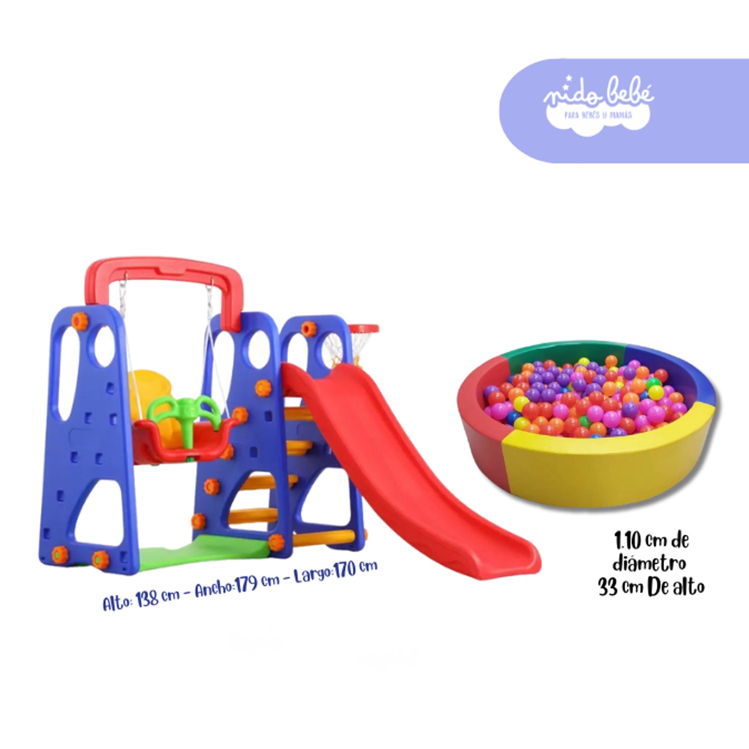 Centro de juegos de bebes Tobogan y Piscina de pelotas Small