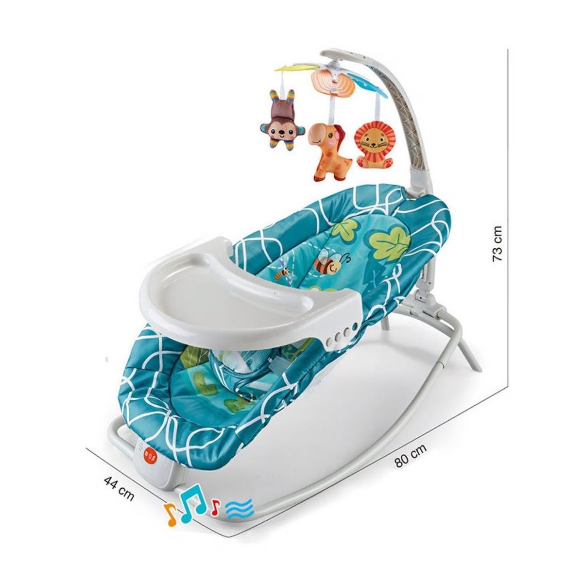 IDEAL - Silla Mecedora con mesa y colgador de juguetes y Musical