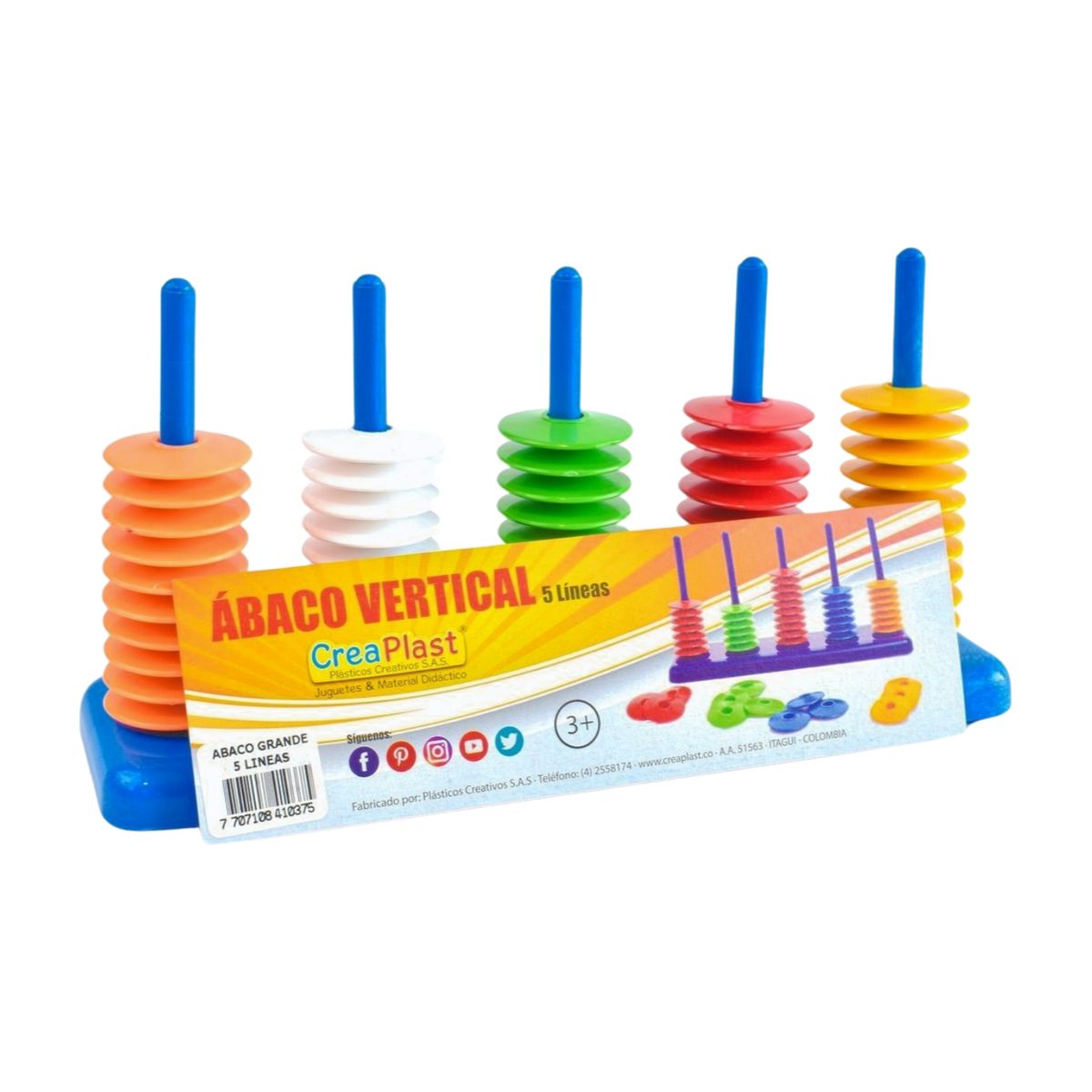CREAPLAST - Ábaco Grande 5 Líneas, marca CreaPlast