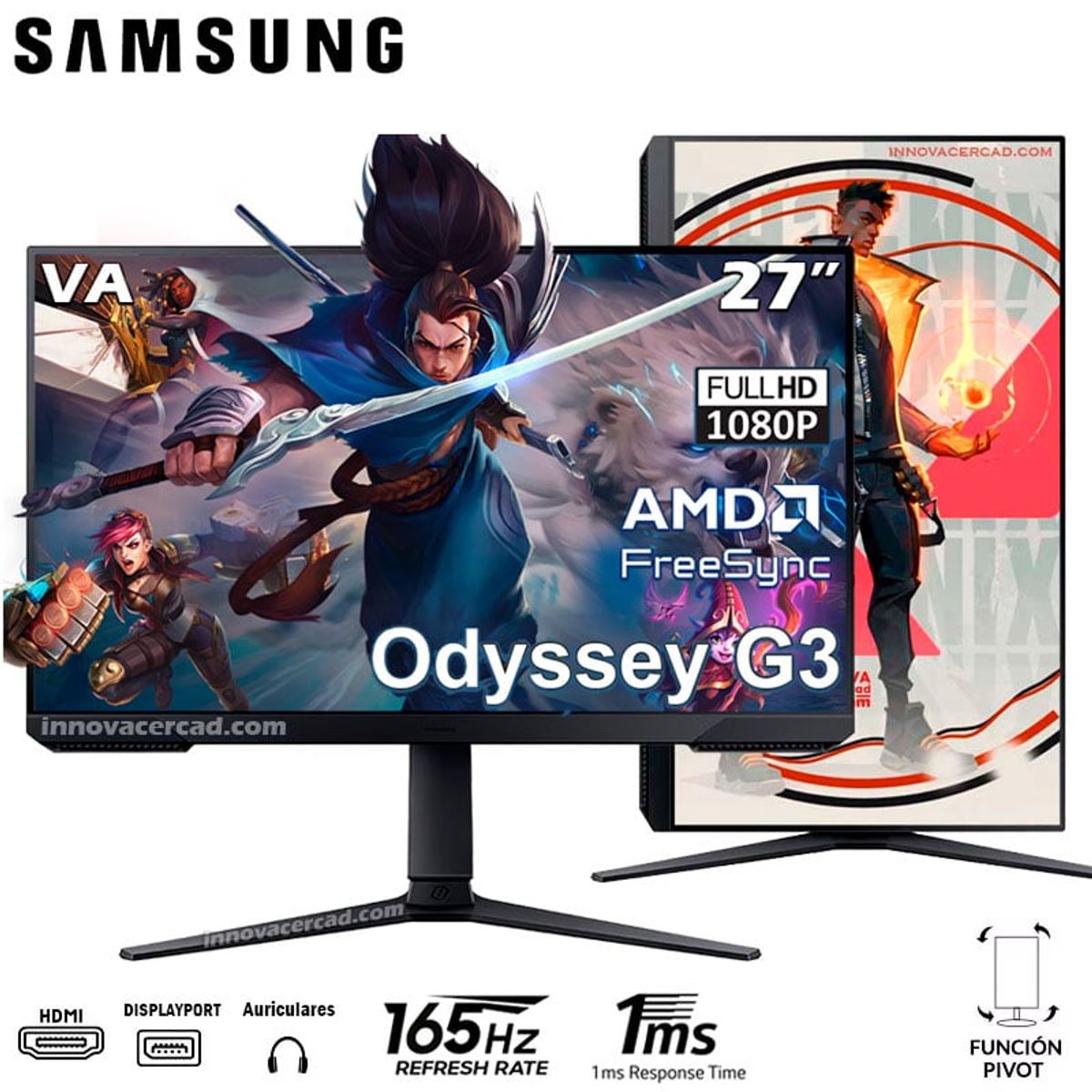 SAMSUNG - Monitor samsung Odyssey G3 LS27DG300ELXPE 27″ Full HD VA 180HZ 1MS HDR10