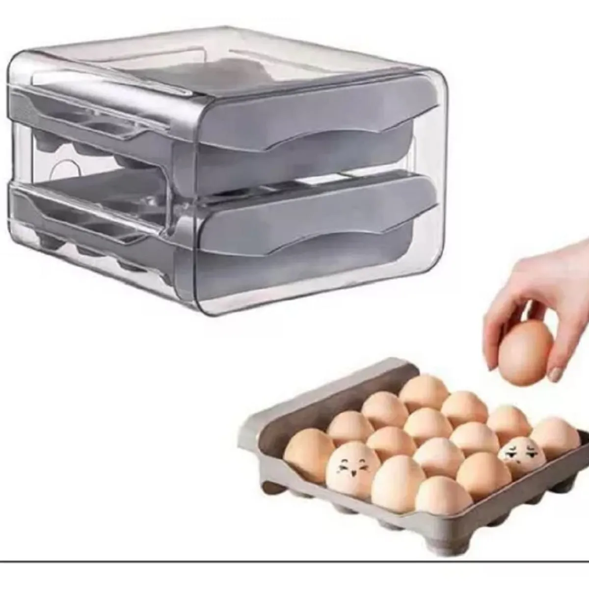 GENERICO - Organizador De Huevos 2 Niveles 32 unidades - Porta Huevos