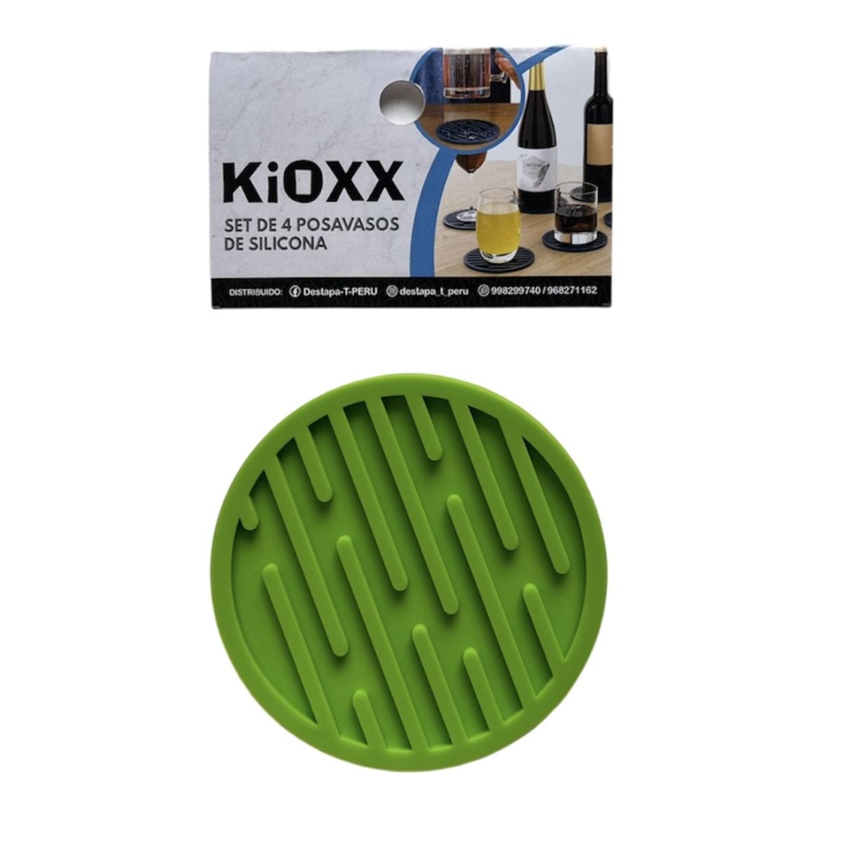 KIOXX - Set de 4 Posavasos de Silicona KiOXX Verde.