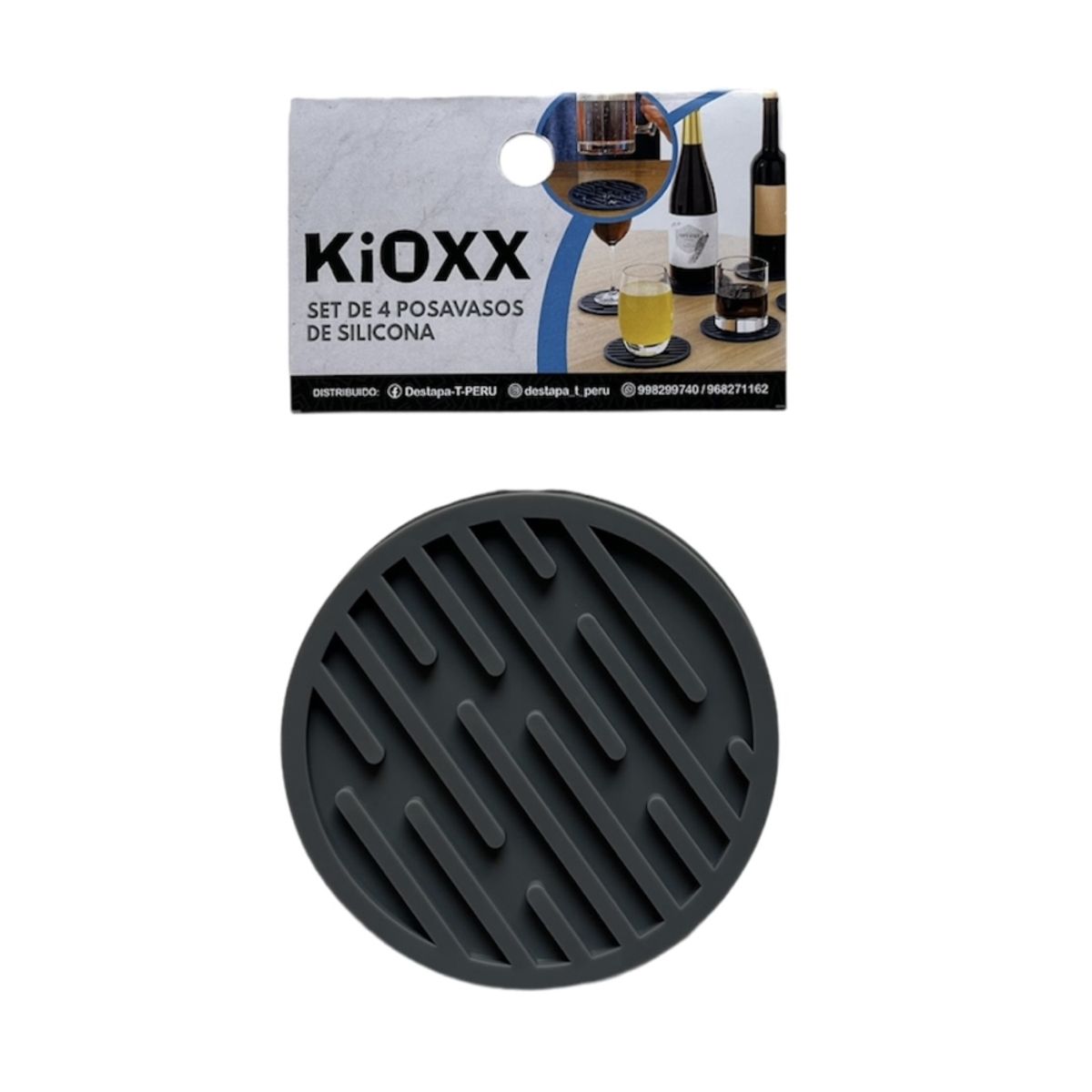 KIOXX - Set de 4 Posavasos de Silicona KiOXX Gris