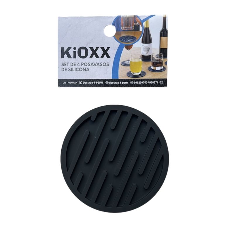 KIOXX - Set de 4 Posavasos de Silicona KiOXX Negro