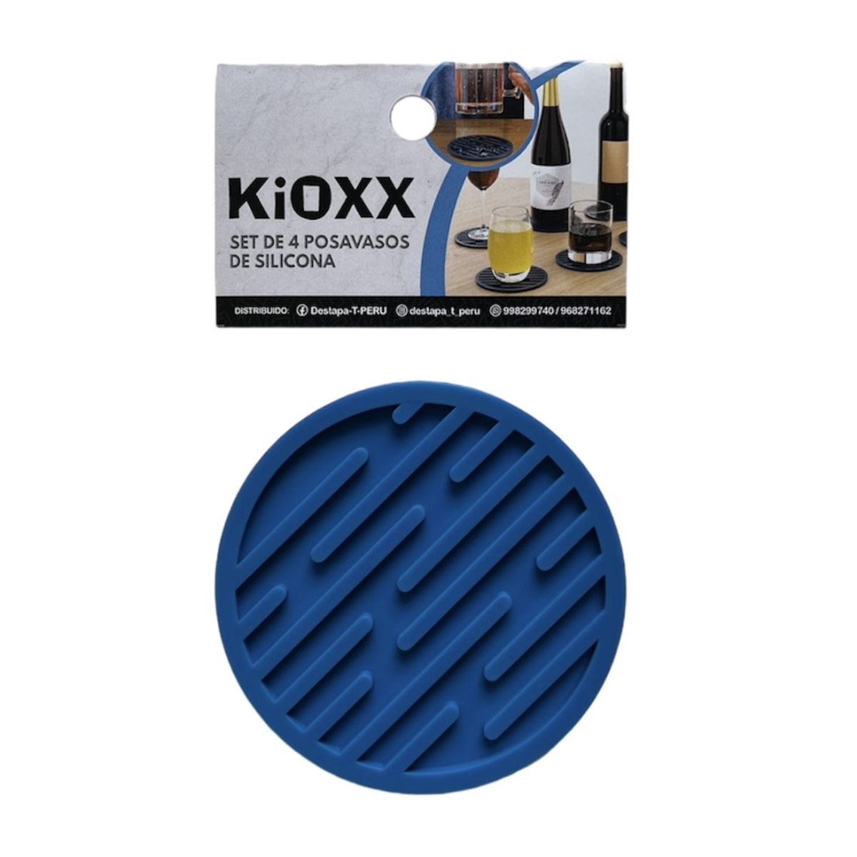 KIOXX - Set de 4 Posavasos de Silicona KiOXX Azul