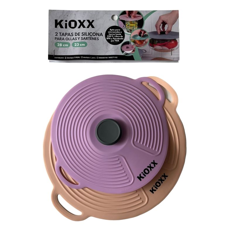 KIOXX - Set de 2 Tapas para Ollas y Sartenes de 23cm y 28cm de Silicona KiOXX
