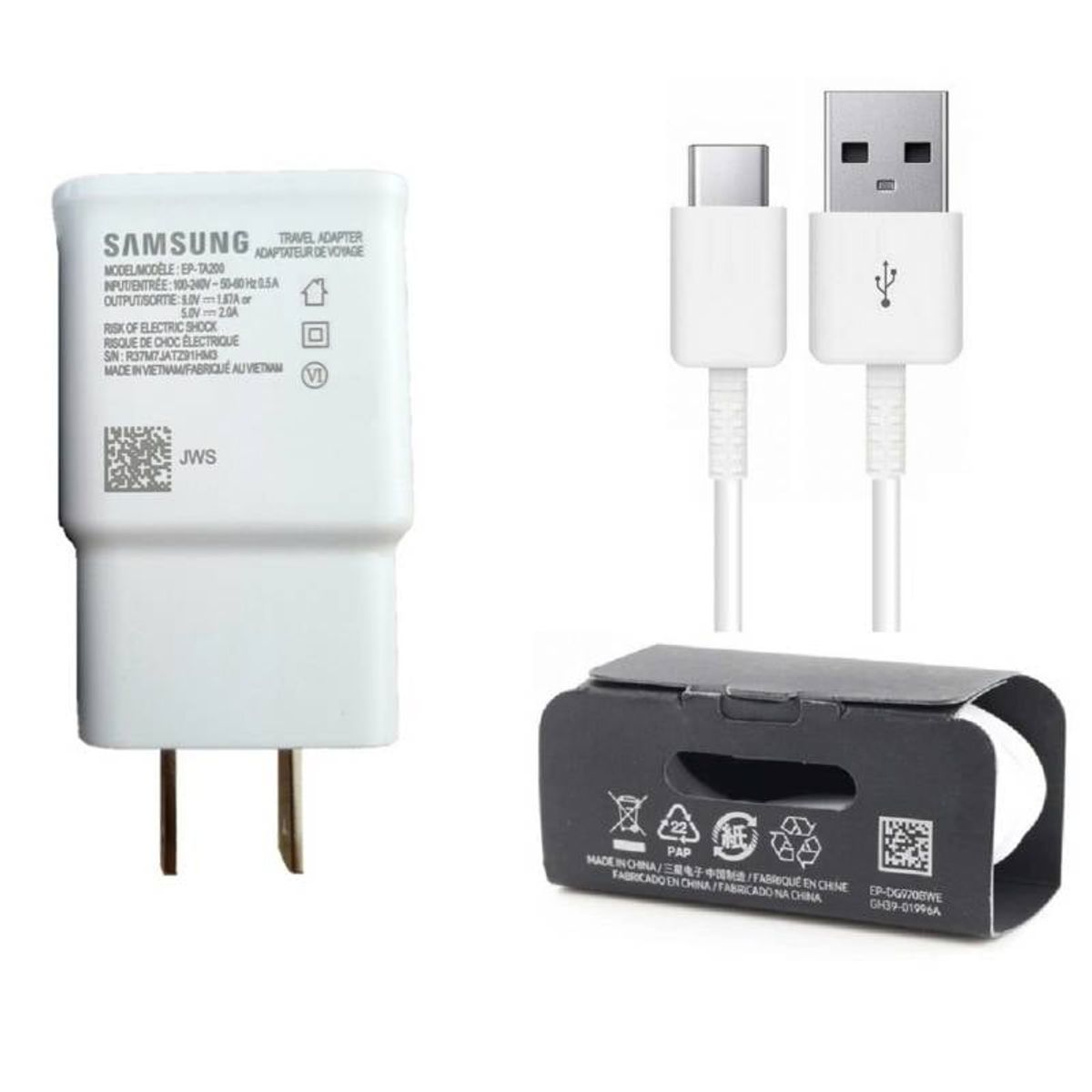 GENERICO - Cargador 2A y Cable C para Galaxy A51 A52 Carga Rápida Blanco