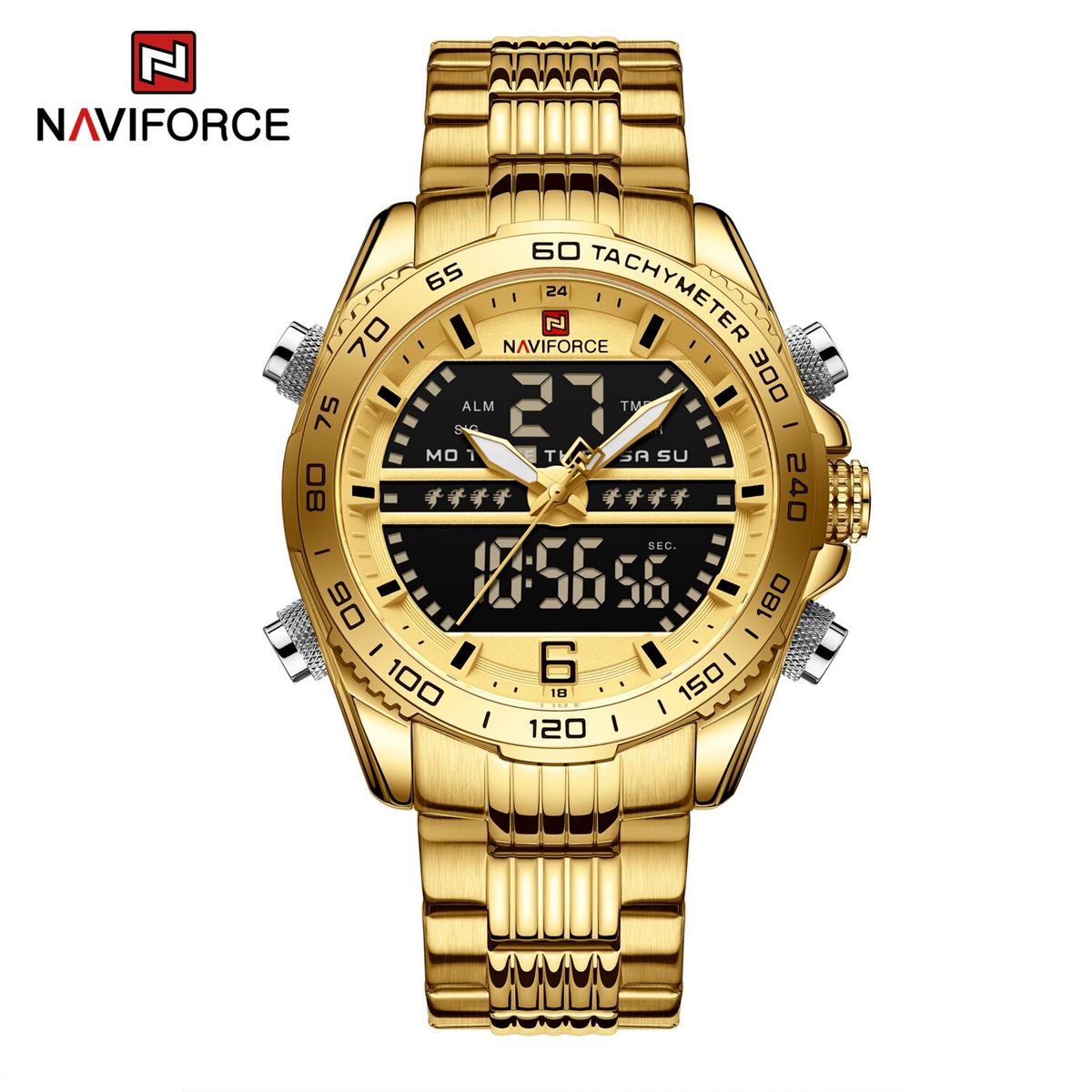 NAVIFORCE - Reloj Hombre Naviforce NF9195 DORADO Digital Analógico Acero Deportivo