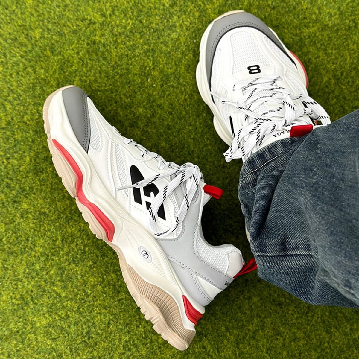 SHANDIAN - Zapatillas Running Plataforma Hombre Blanco-