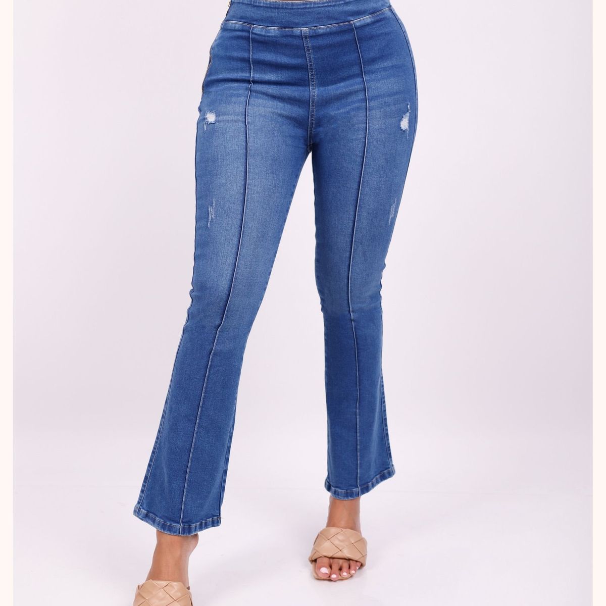 BENCUS JEANS - Conjunto Jeans Mujer Pantalón Acampanado y Top