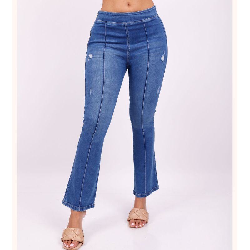 BENCUS JEANS - Conjunto Jeans Mujer Pantalón Acampanado y Top