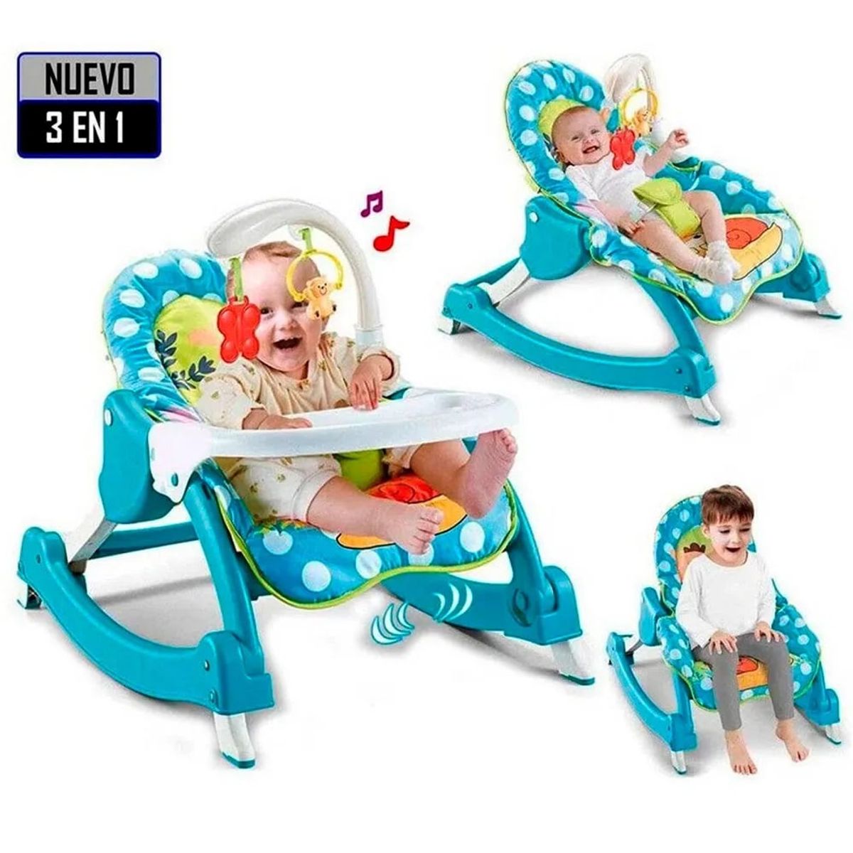 IDEAL - Silla de comer mecedora 3 en 1 vibrador y toys