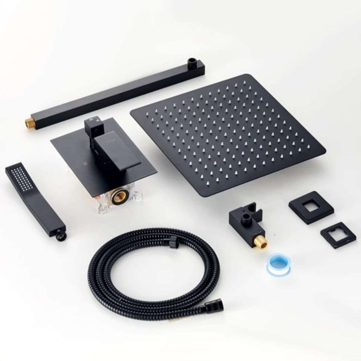 GENERICO - Combo Set Mezcladora + Ducha 20cm Premium Acero Inoxidable Negro Mate