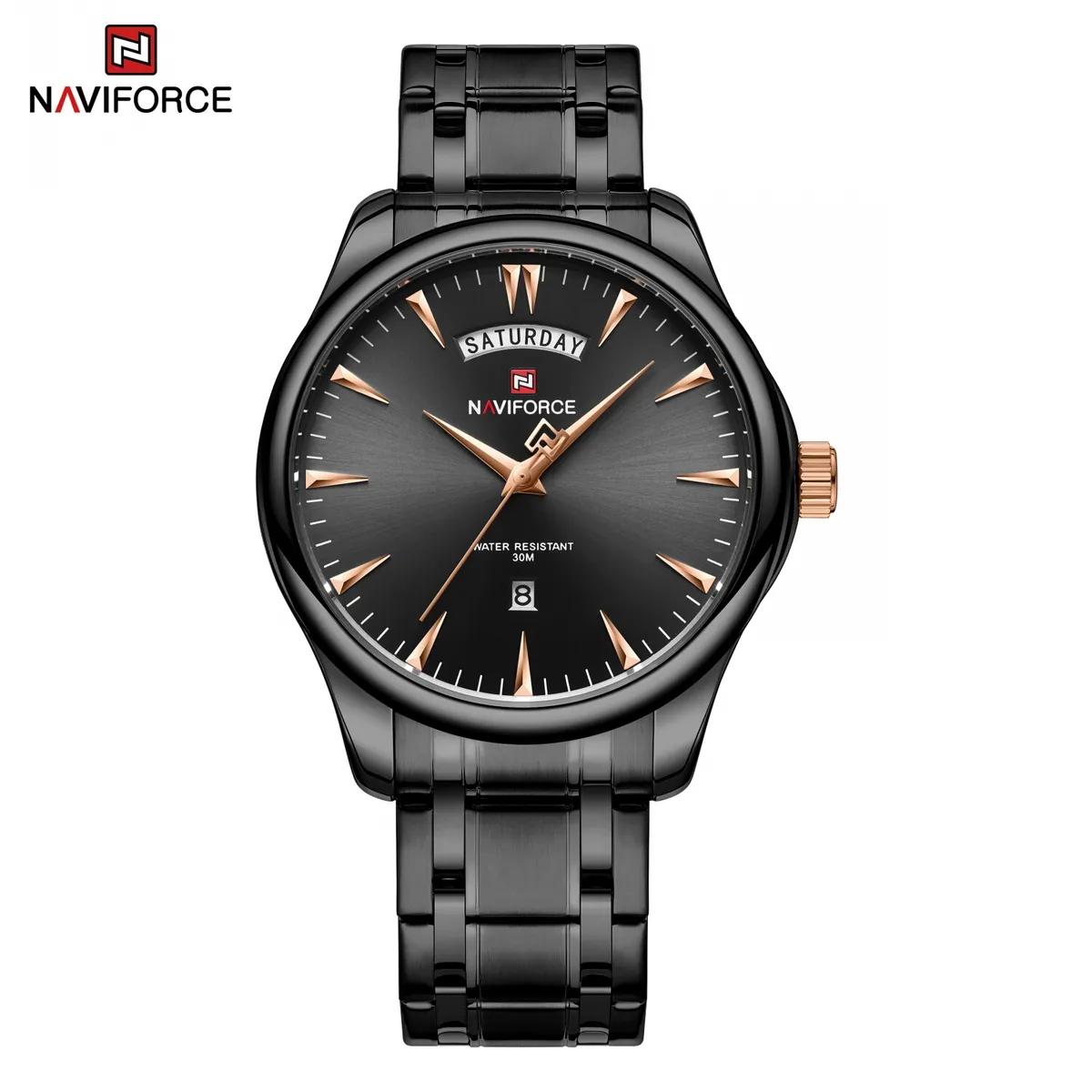 NAVIFORCE - Reloj Naviforce Hombre NF9213 Negro Analógico Correa Inoxidable