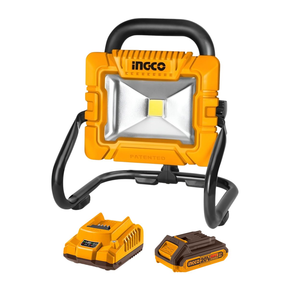 INGCO TOOLS - Reflector de 20w portatil + bateria 2ah y cargador Ingco
