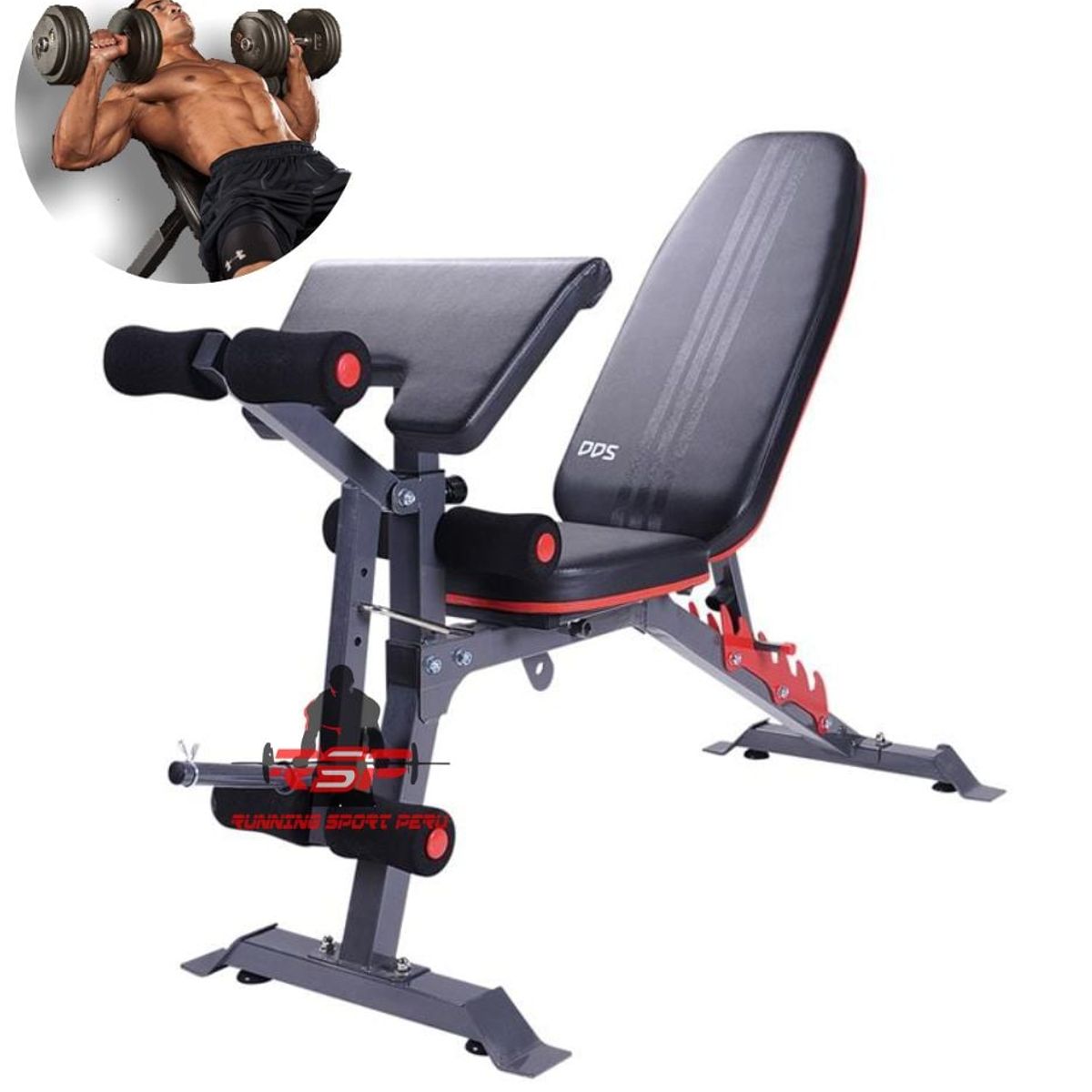 GENERICO - Banca Dds + Predicador + Piernas Pecho Gym