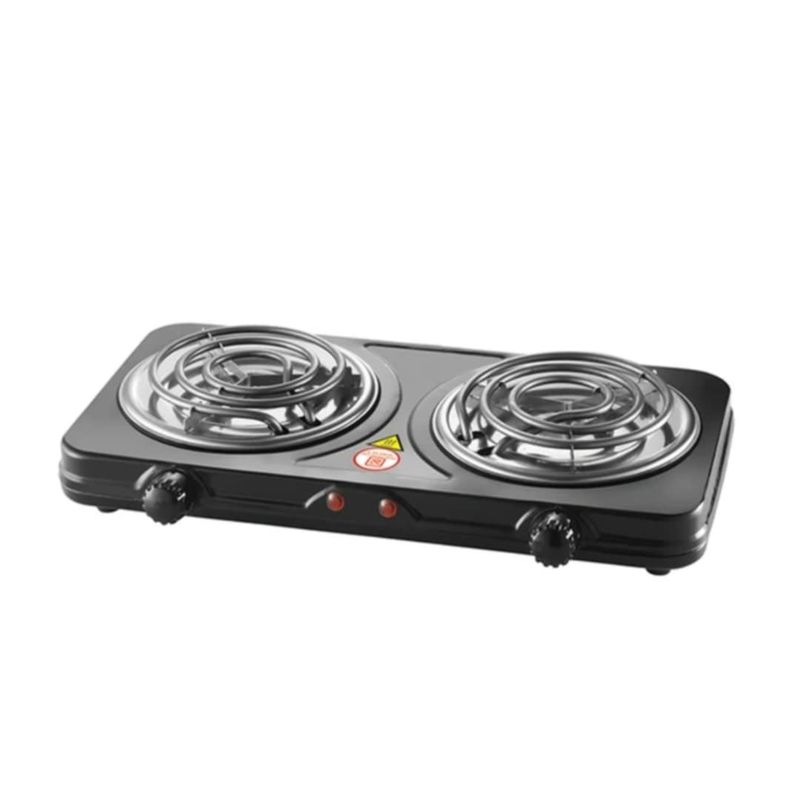 GENERICO - Cocina Electrica 2 Hornillas Aspiral de Mesa Portatil Moderna en Negro