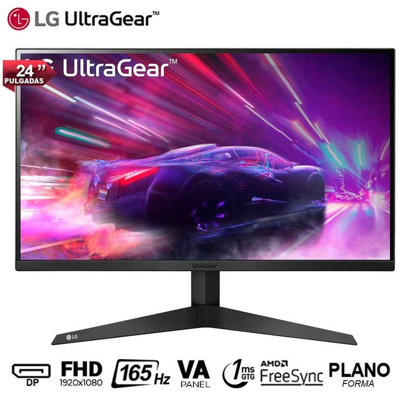 LG - Monitor LG 24GQ50F-B Gamer 24 VA Full HD 165Hz 1ms AMD FreeSync
