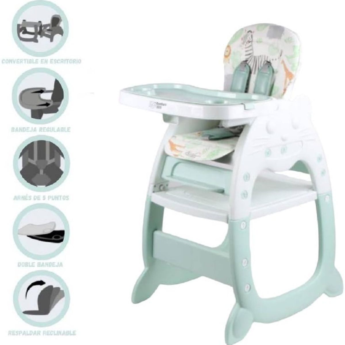 KIDS - Silla de comer gato 3 en 1 green