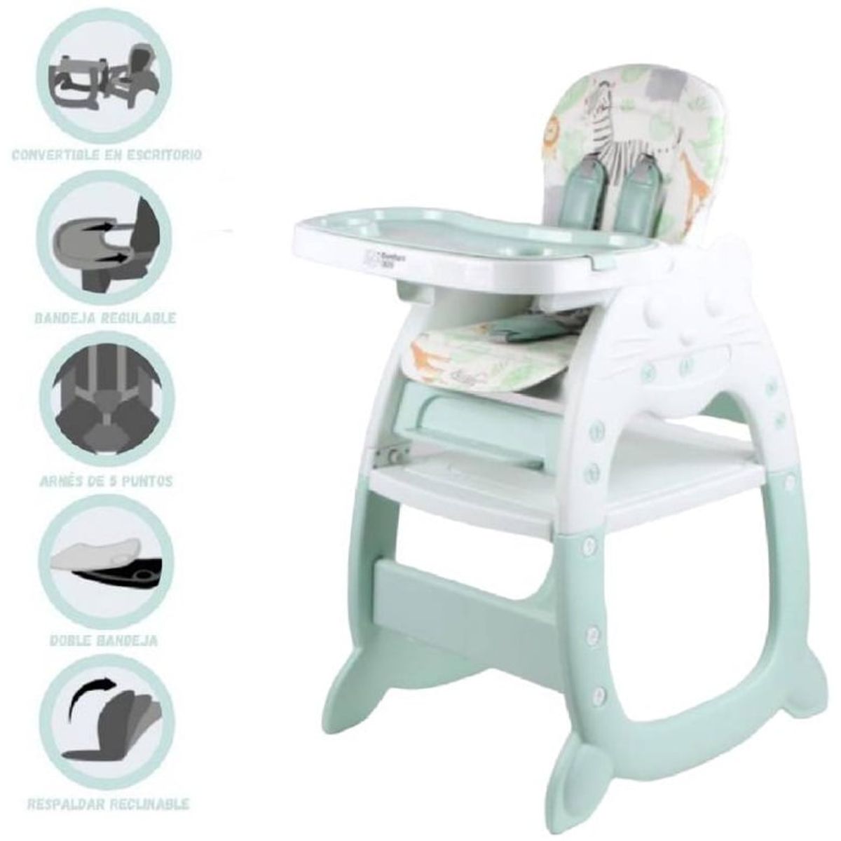 KIDS - Silla de comer gato 3 en 1 green