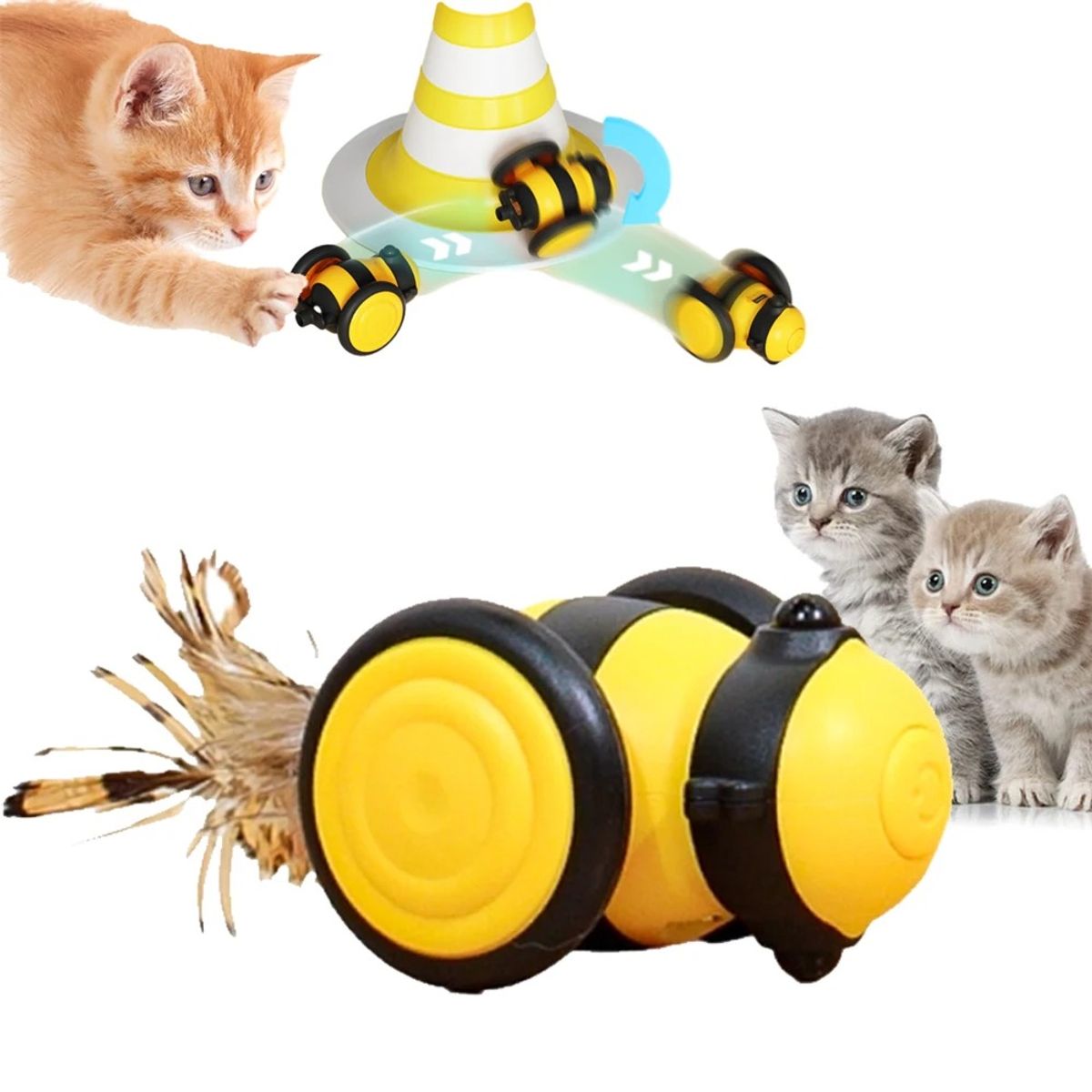 GENERICO - Carrito Abeja Interactivo para Gatos Juguete Inteligente