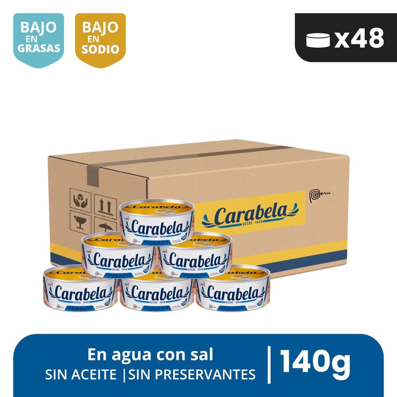 CARABELA - Filetes de Atún en agua y sal Carabela 140gr Caja x48