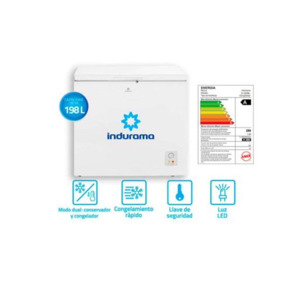 INDURAMA - CONGELADORA INDURAMA CI-220BL 198LITROS DEFROST BLANCO