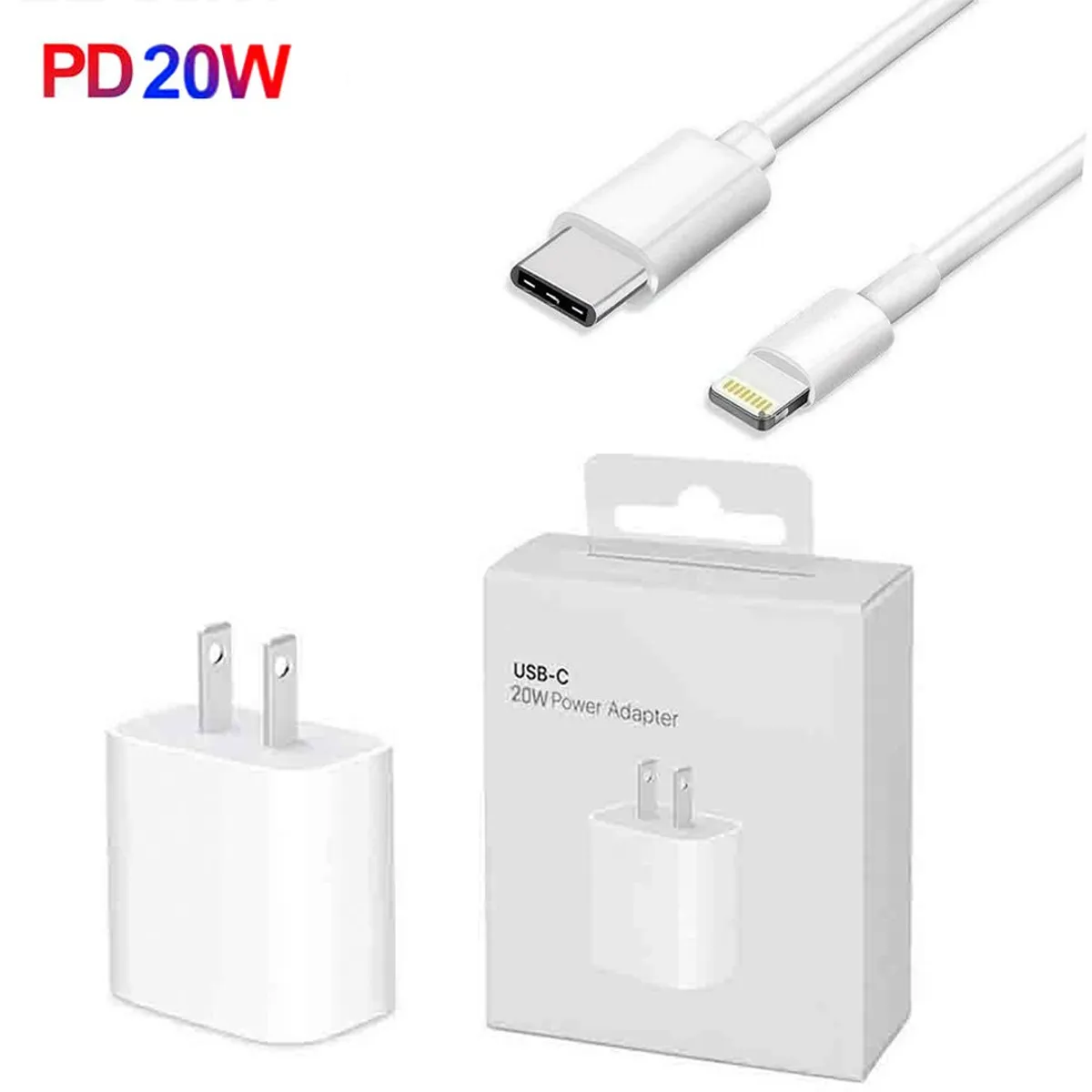 GENERICO - Cargador de 20W Compatible para iPhone 13 + Cable de 1mt