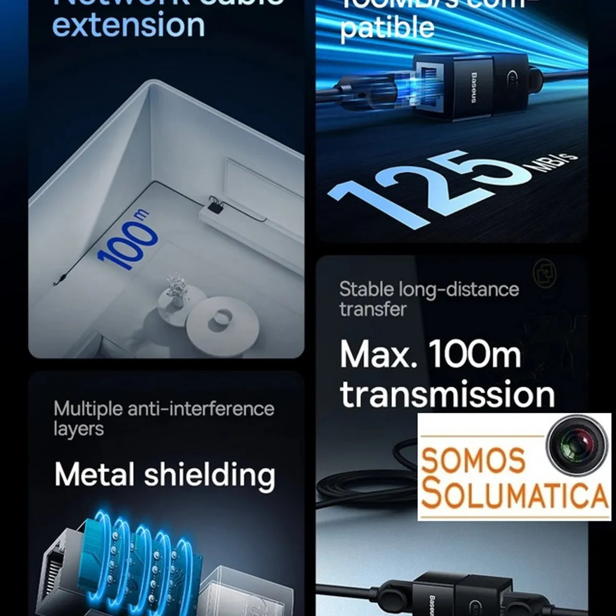 BASEUS - Empalme de Red Rj45 - Extensor Para conexiones de internet - Baseus