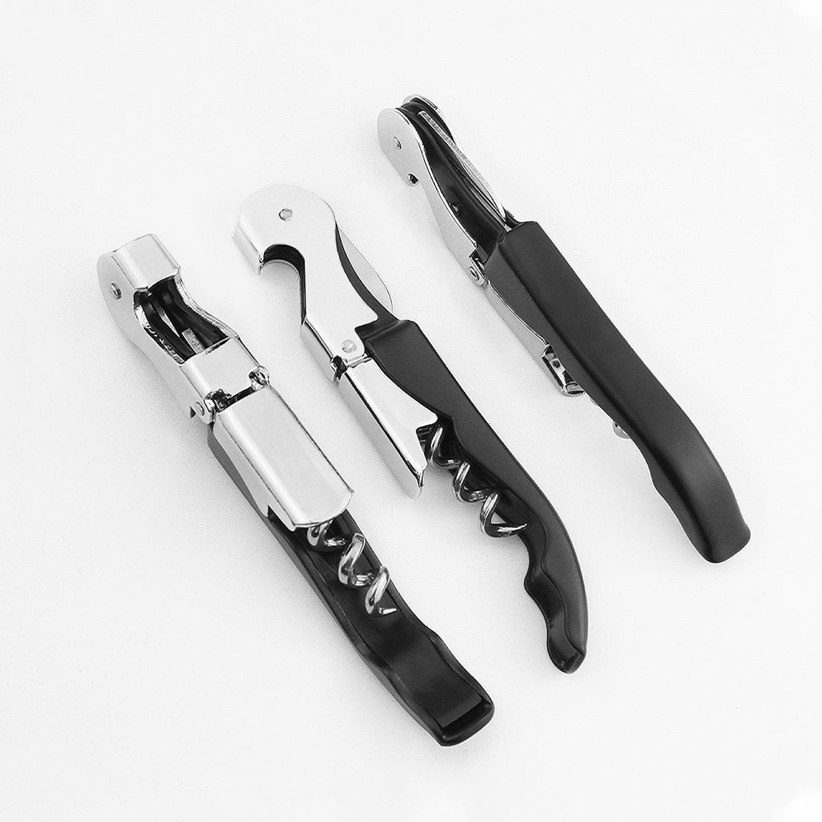 GENERICO - Sacacorchos de Vino 2 tiempos acero inoxidable color negro x 70 gramos