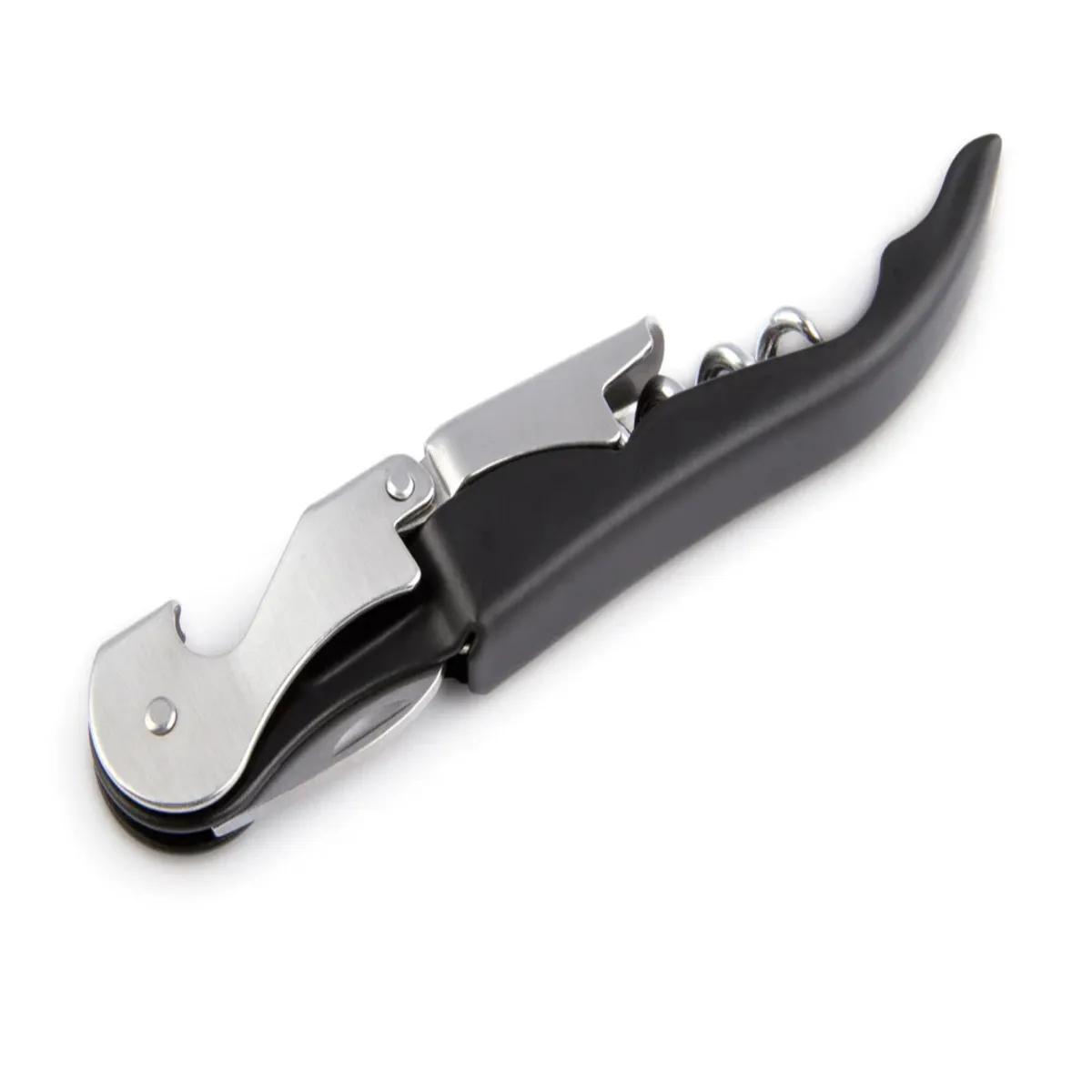 GENERICO - Sacacorchos de Vino 2 tiempos acero inoxidable color negro x 70 gramos