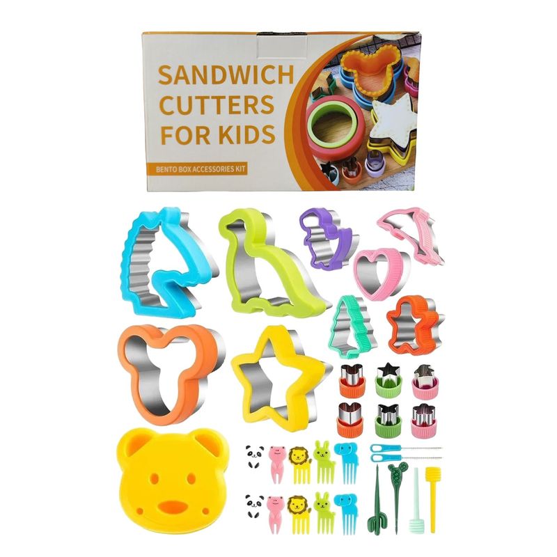 GENERICO - Set de cortadores moldes adornos tenedores para sandwich x 32 piezas