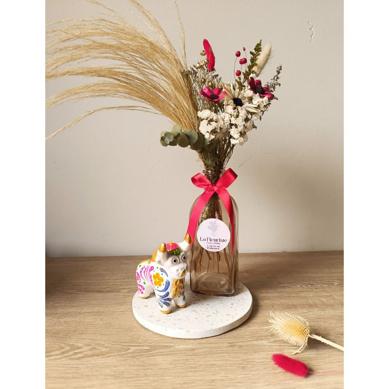 GENERICO - Pack Día de la Madre para Regalar Bandeja + Arreglo Floral y Torito Pucará