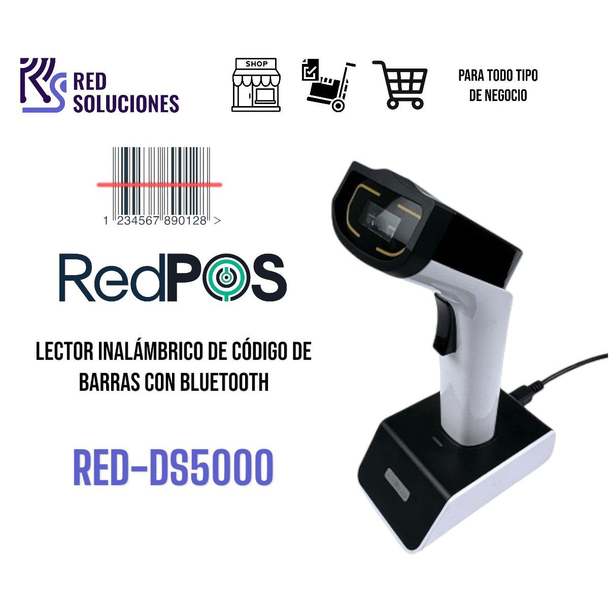 REDPOS - LECTOR REDPOS RED-DS5000  IMAGER 1D INALAMBRICO BLUETOOTH