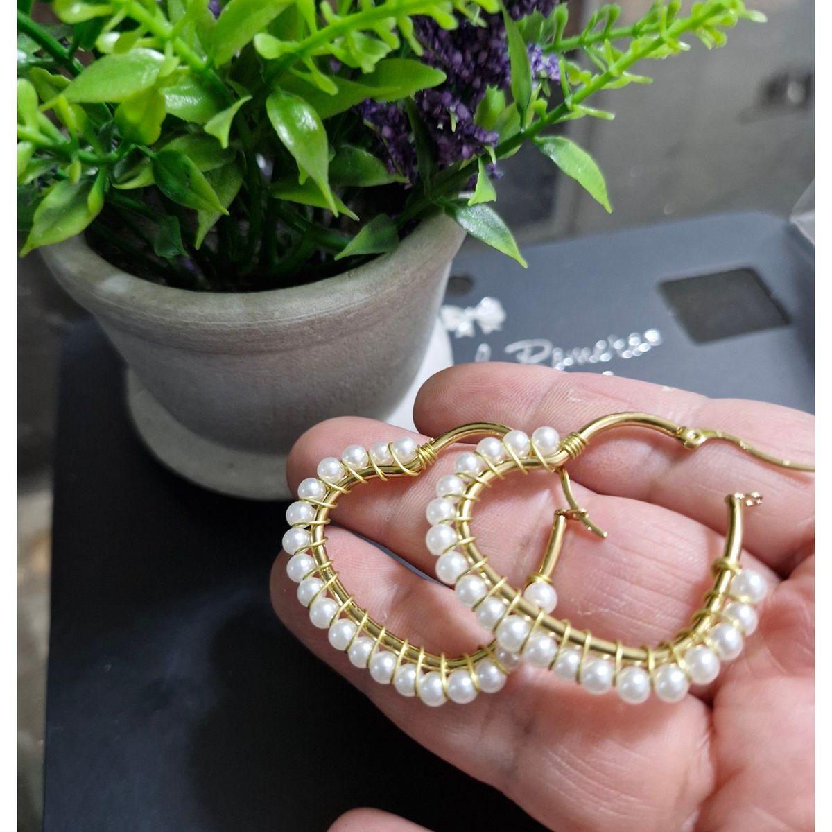 GENERICO - Hermosas Argollas Briana - Corazón con perlitas