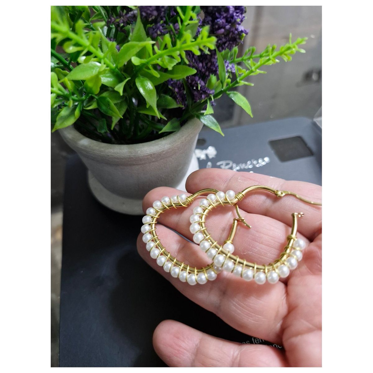 GENERICO - Hermosas Argollas Briana - Corazón con perlitas