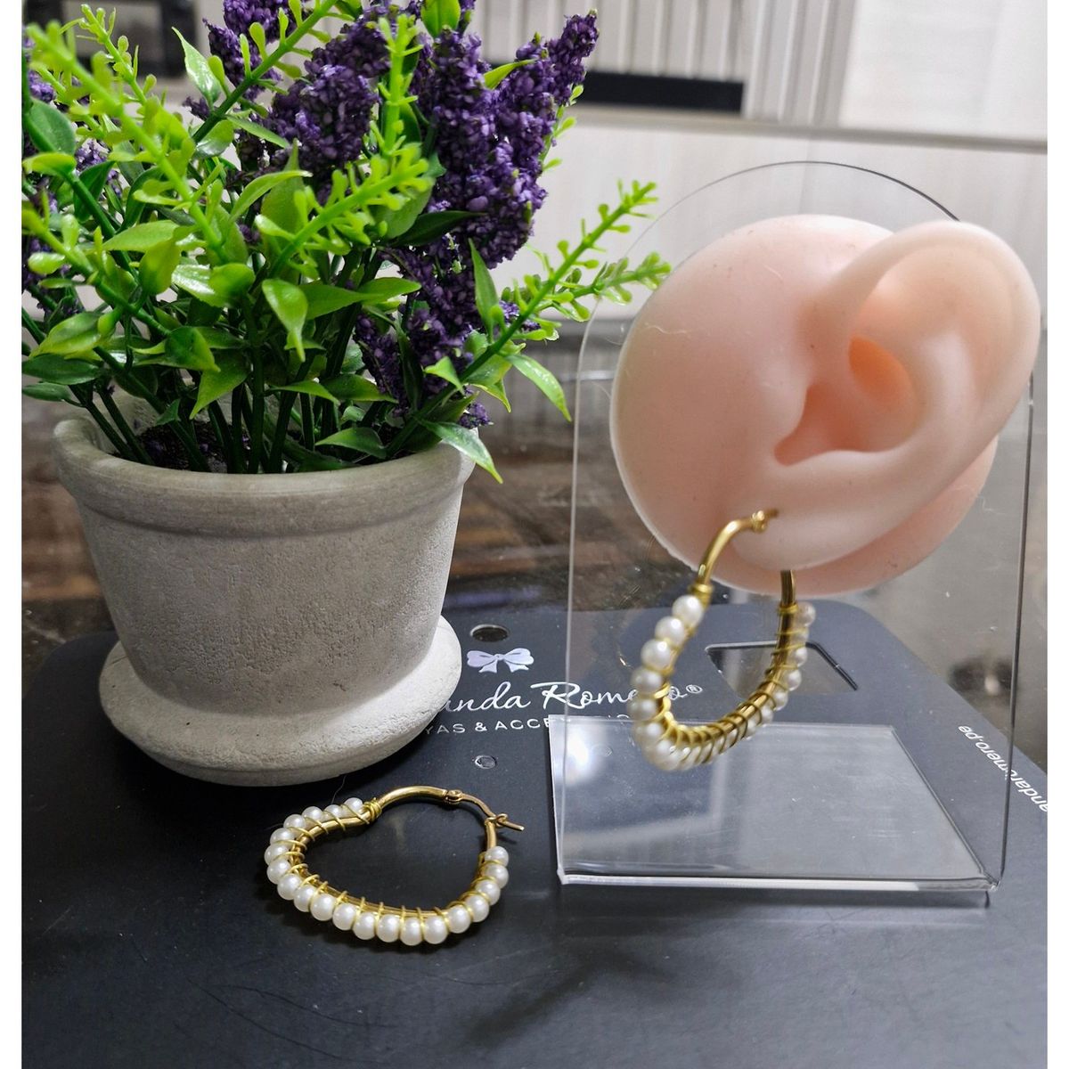 GENERICO - Hermosas Argollas Briana - Corazón con perlitas