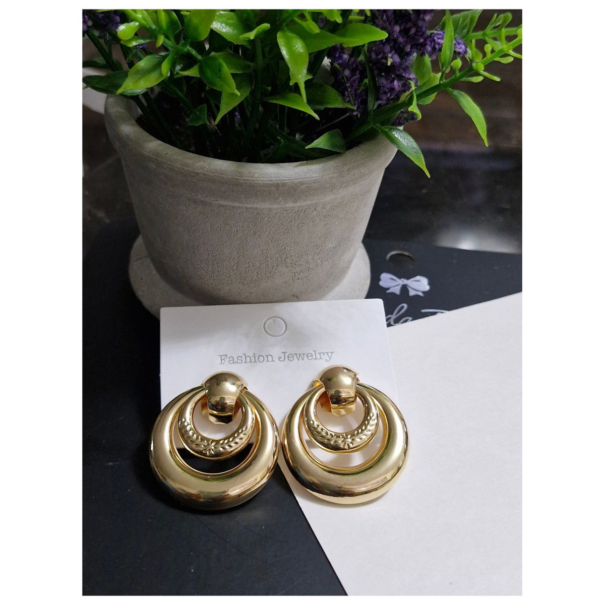 GENERICO - Elegantes Aretes Monet de acero dorado - Chunky