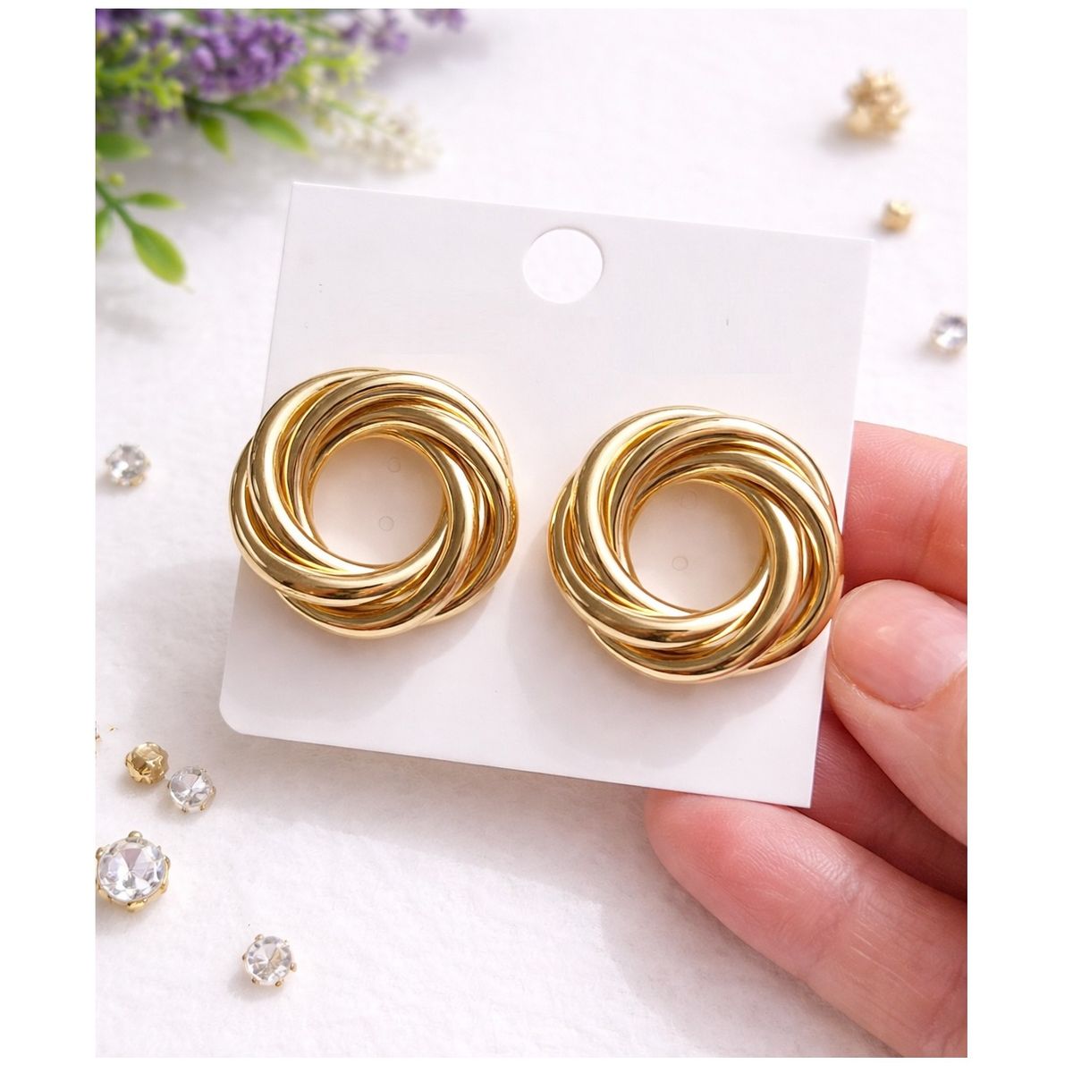 GENERICO - Hermosos Aretes Rosquilla - Acero dorado