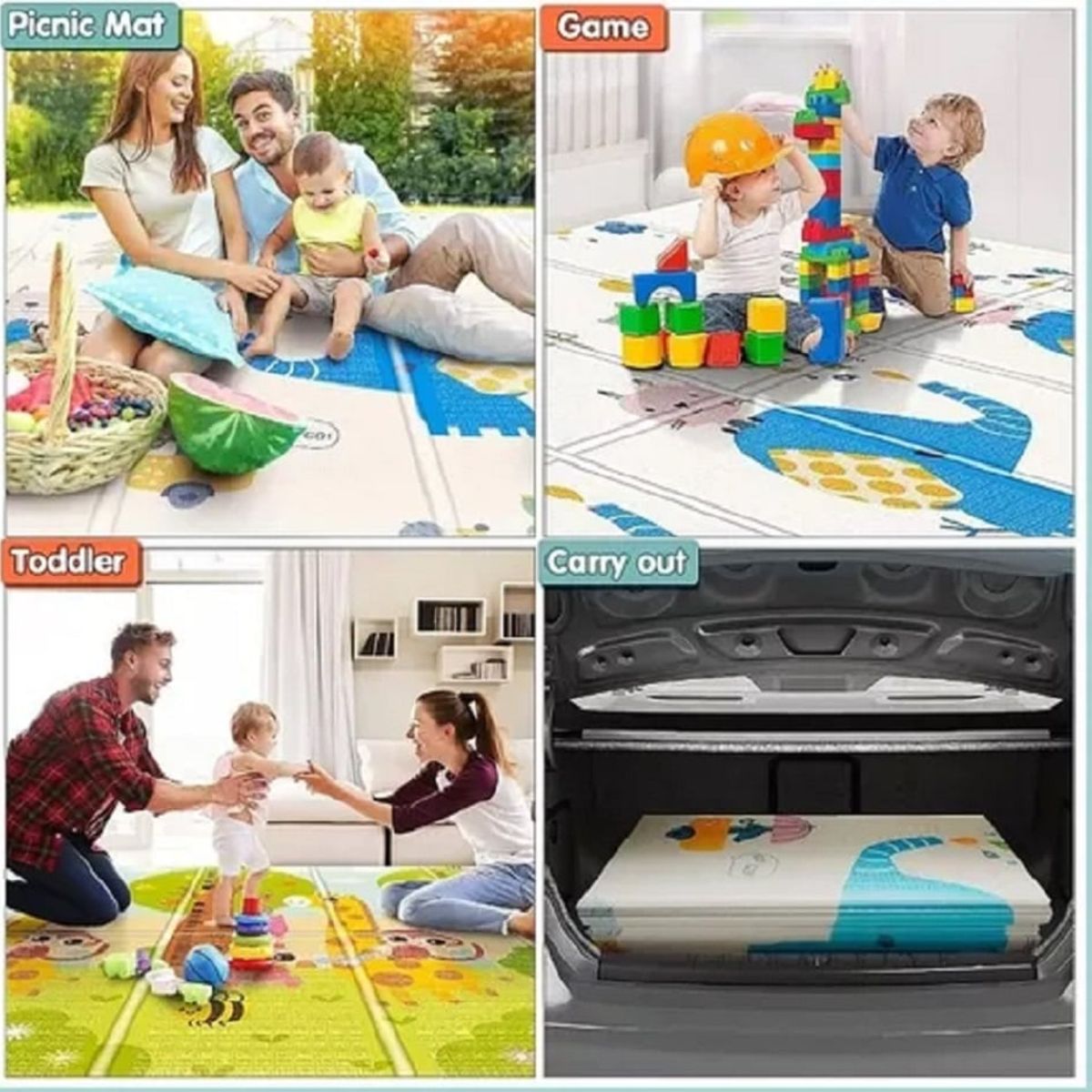 GENERICO - Alfombra de Juego para Bebé Plegable Portátil Reversible