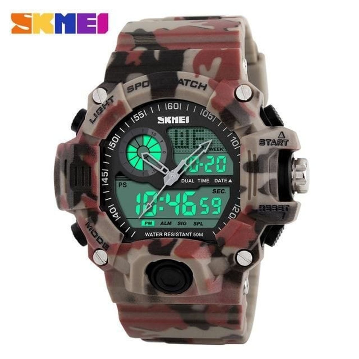 SKMEI - Reloj Skmei 1029 camuflado rojo Silicona_.